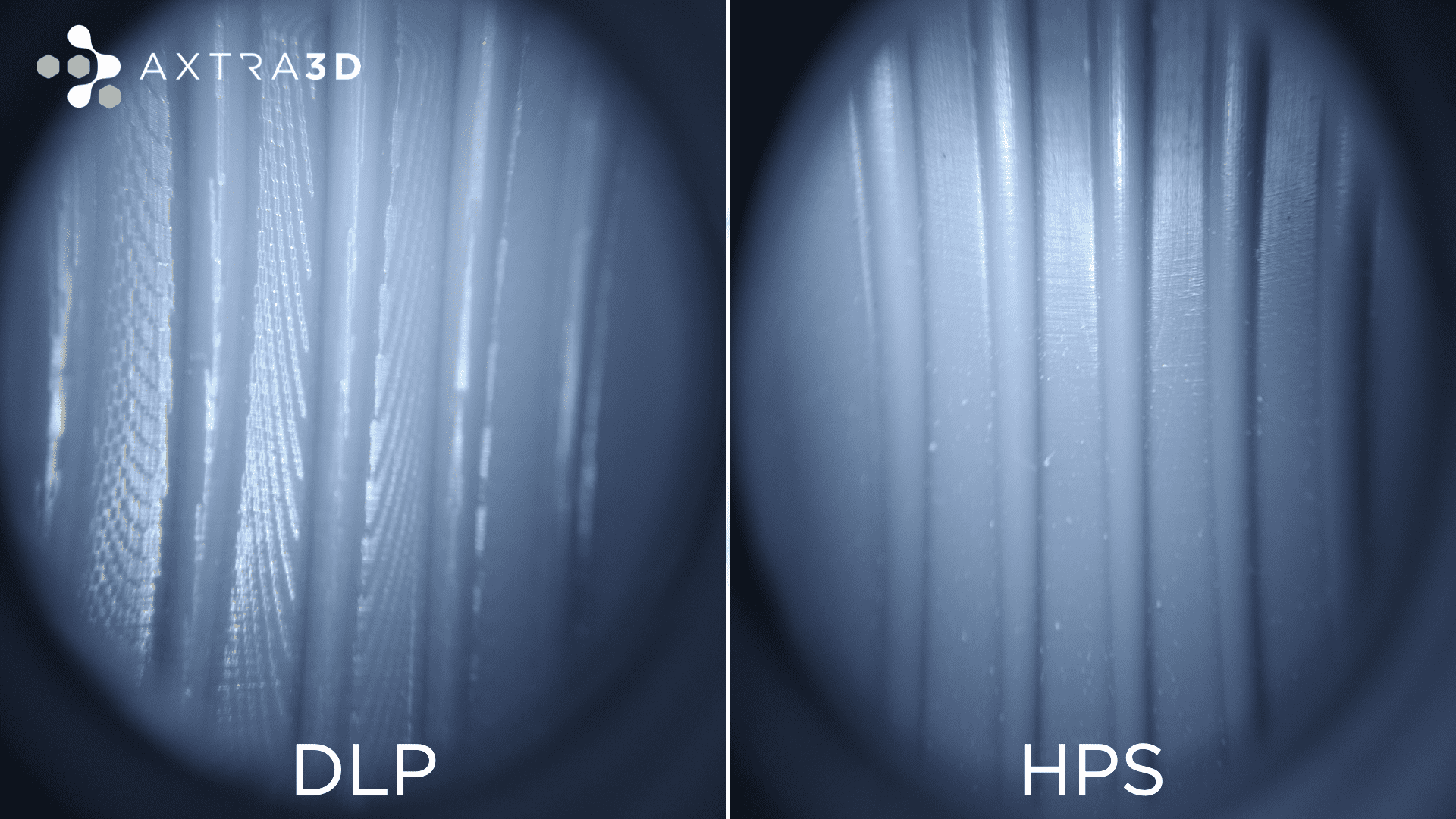 Surface quality comparison between DLP and HPS © Axtra3D