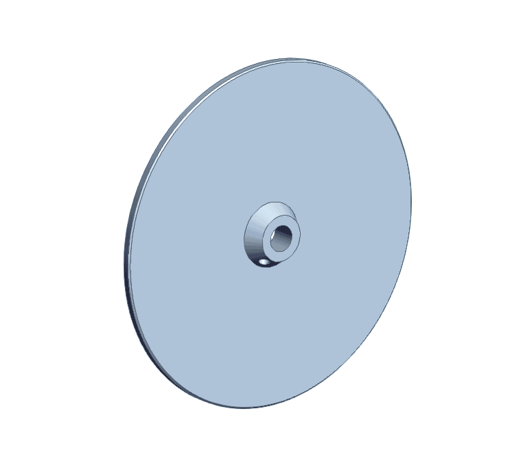 铜盘的 CAD 模型，在 Fusion 360 中设计，用于与磁力联轴器互动。©